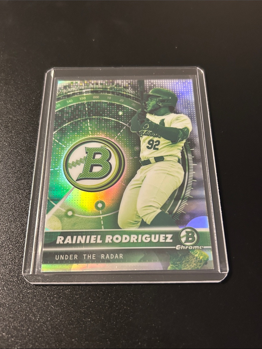 Topps Chrome Rainiel Rodriguez Green Holographic Baseball Card